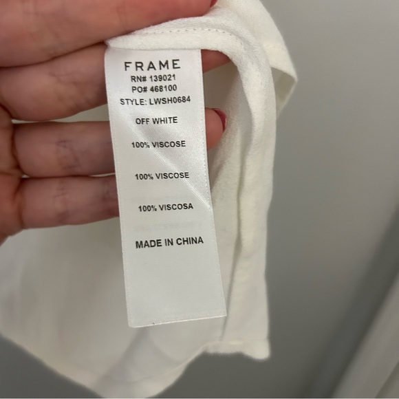 FRAME White Cream Ruffle Raglan Top - Picture 3 of 6